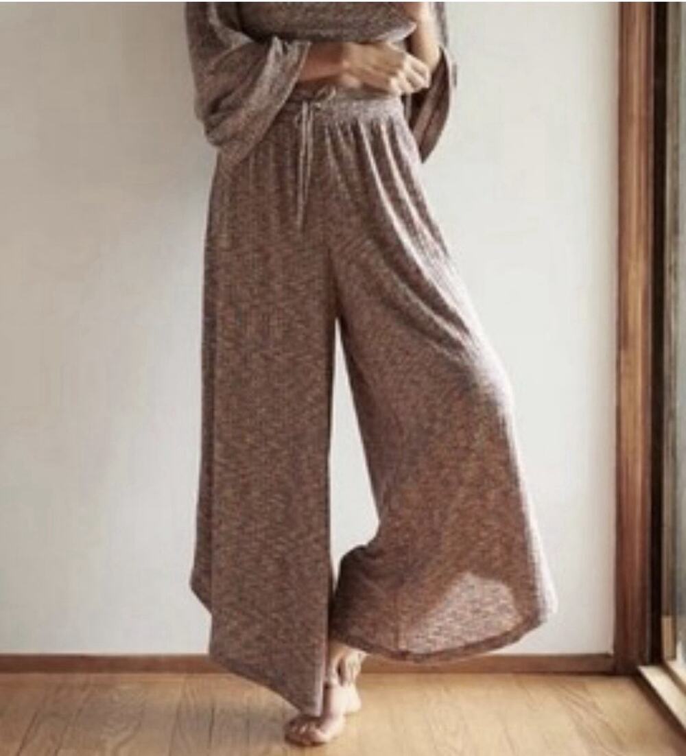 Anthropologie Daily Practice Small Space Dye Flounce Wide Leg Pants Stretch